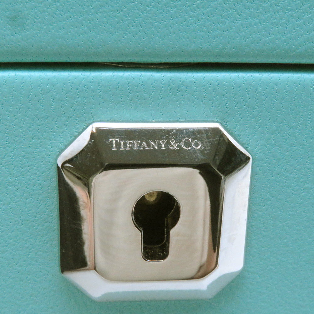 TIFFANY&Co. Faceted Jewelry Box Small TIFFANY&Co.Blue Leather Size Small