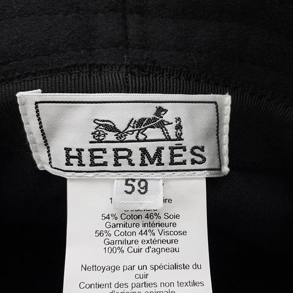 HERMES Harper Lucky hat Size 59 BlackH252008N 0257 Cashmere100%