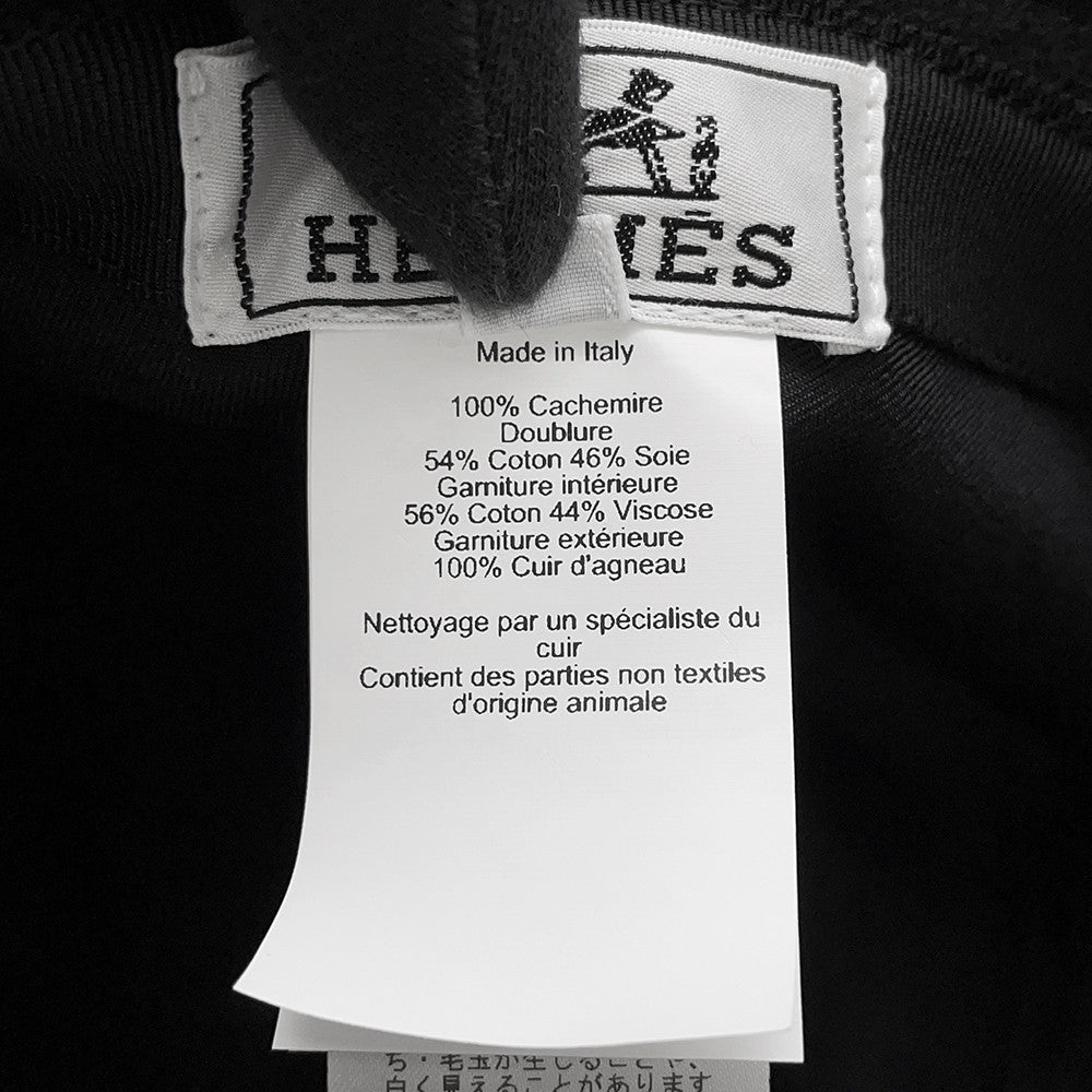 HERMES Harper Lucky hat Size 59 BlackH252008N 0257 Cashmere100%