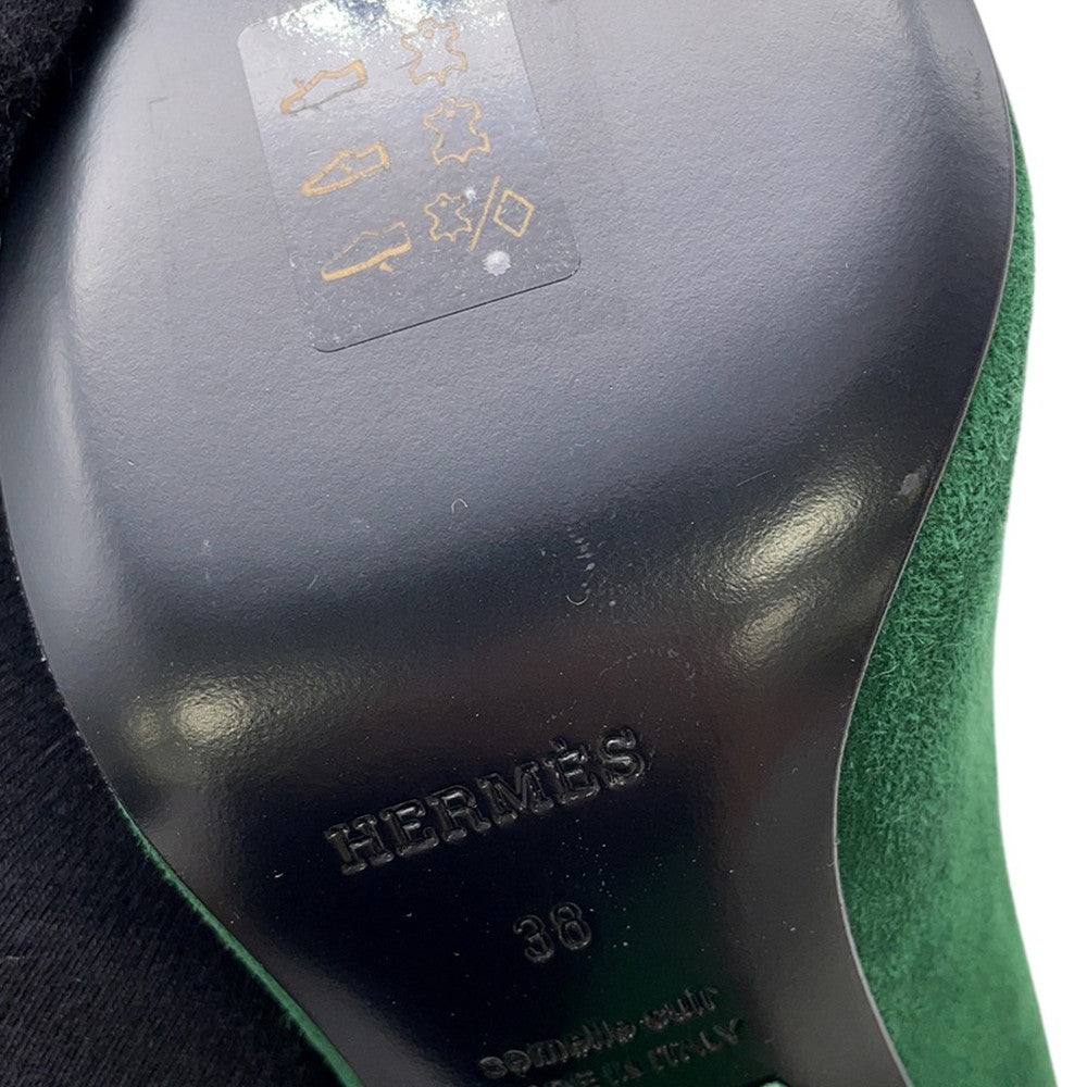 HERMES Fatal 85 Pumps Green suede Size 38