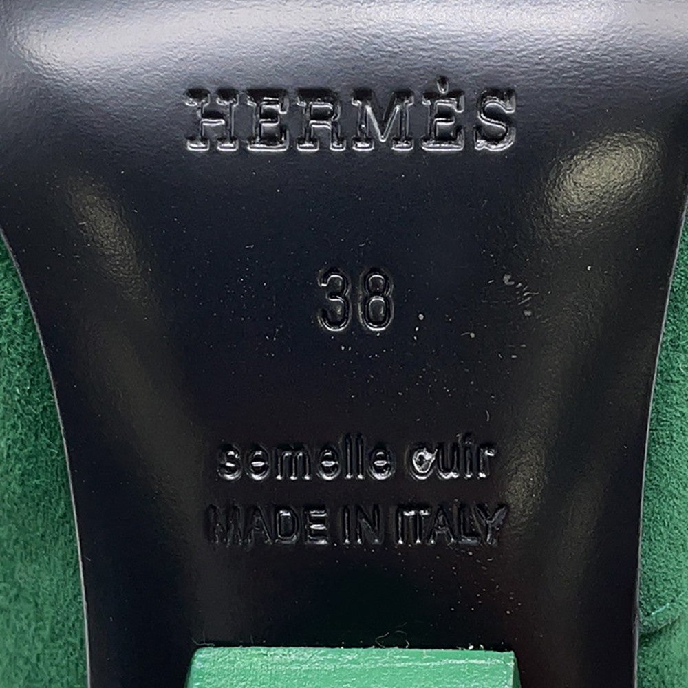 HERMES Fatal 85 Pumps Green suede Size 38
