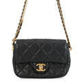 CHANEL Mini Matelasse Pearl Chainshoulder Bag BlackAS2855 Lambskin