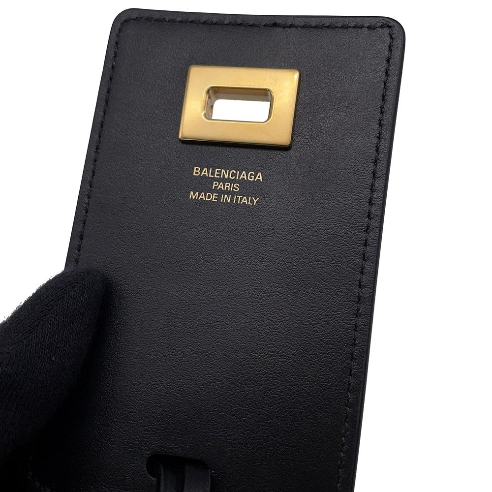 BALENCIAGA Tag Key RingBag Charm Black8196402ABMB1000 Leather