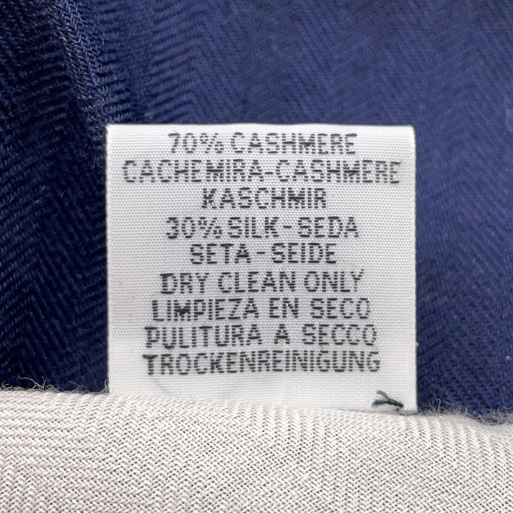 HERMES Giant Square Triangle Folding Canopy Carriage Size 140 Navy/White/Caban/Tabac Cashmere70% Silk30%