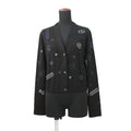 HERMES Lightweight cardigan with long sleeves and the Candy Libris Bandana motif Size 42 BlackH5H2729D3 Wool96% Nylon 3% Polyurethane1%