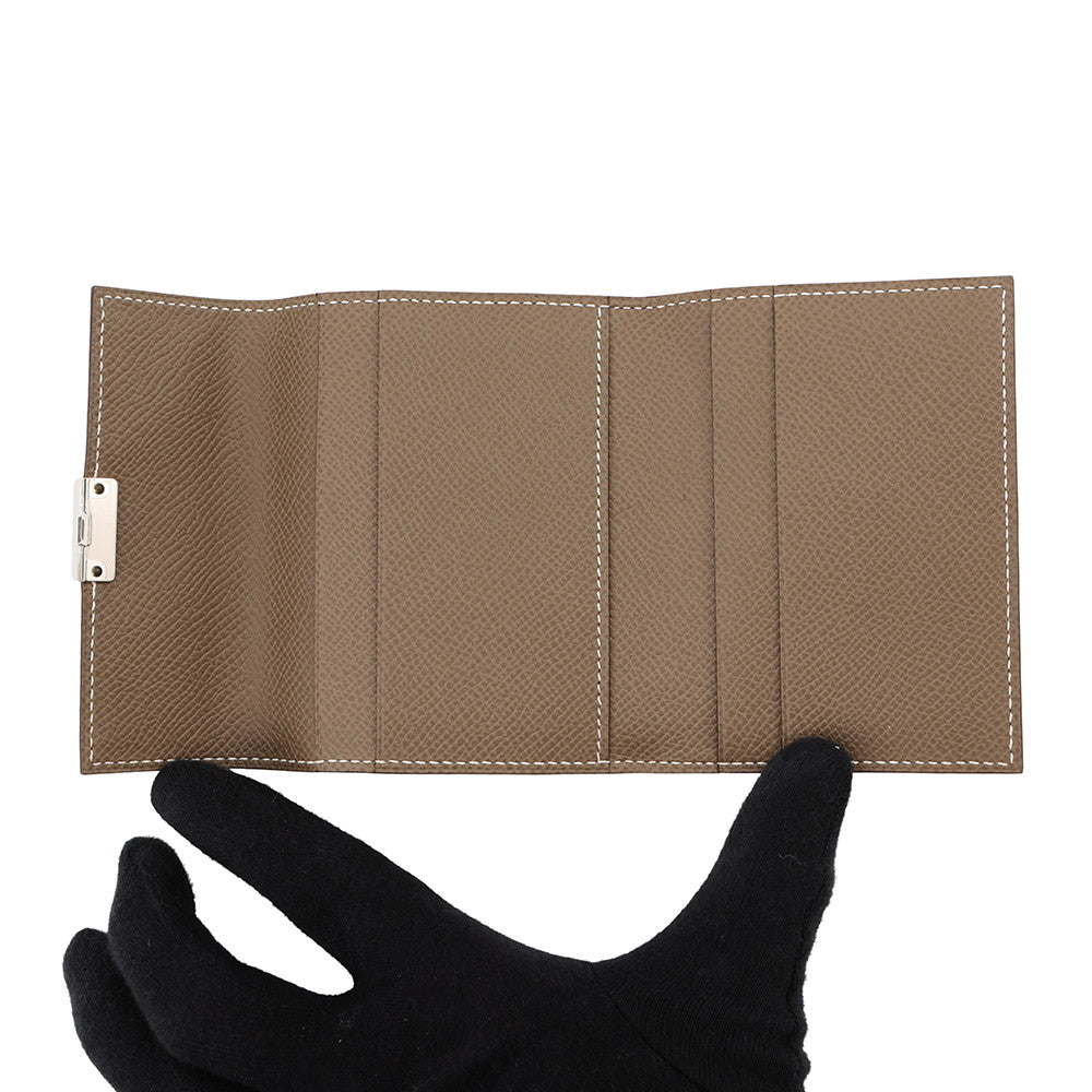 HERMES Clic Card Case Etoupe Epsom