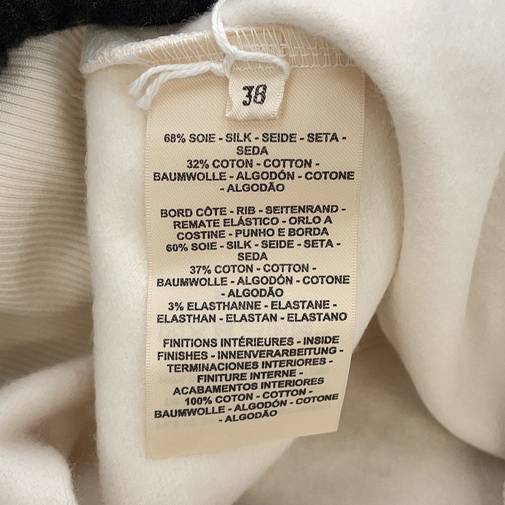 HERMES Raglan Sleeve Knitted Fabric "Della Cavalleria" Embroidery Size 38 Blanc CasseH5H4626DE9134 Silk68% Cotton32%