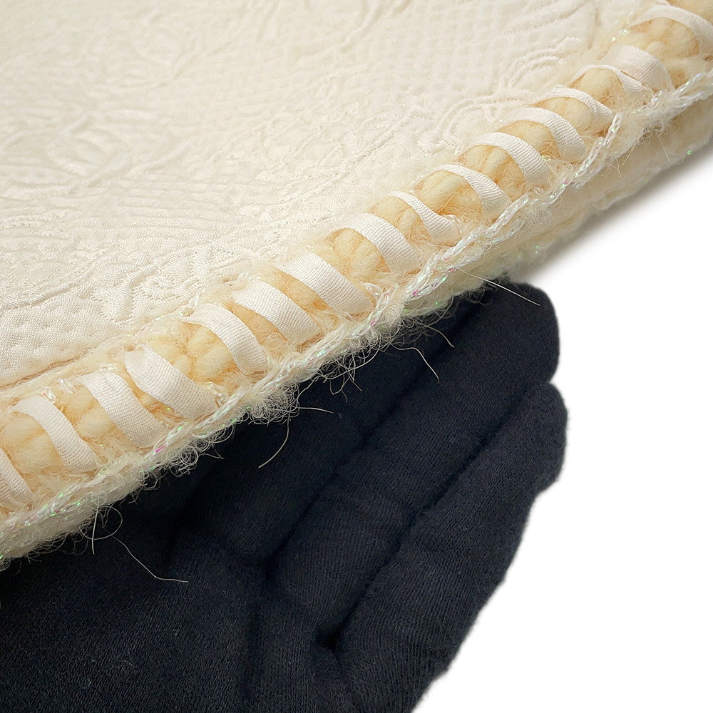CHANEL COCO Button Jacquard Jacket Size 36 WhiteP71059 Wool64% Silk19% Nylon17%