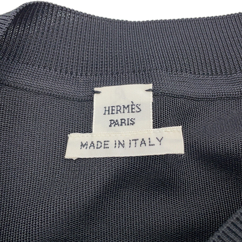 HERMES Twillaine Chaine d'Ancre Top Size 36 Black/White2E2826DS Silk100%