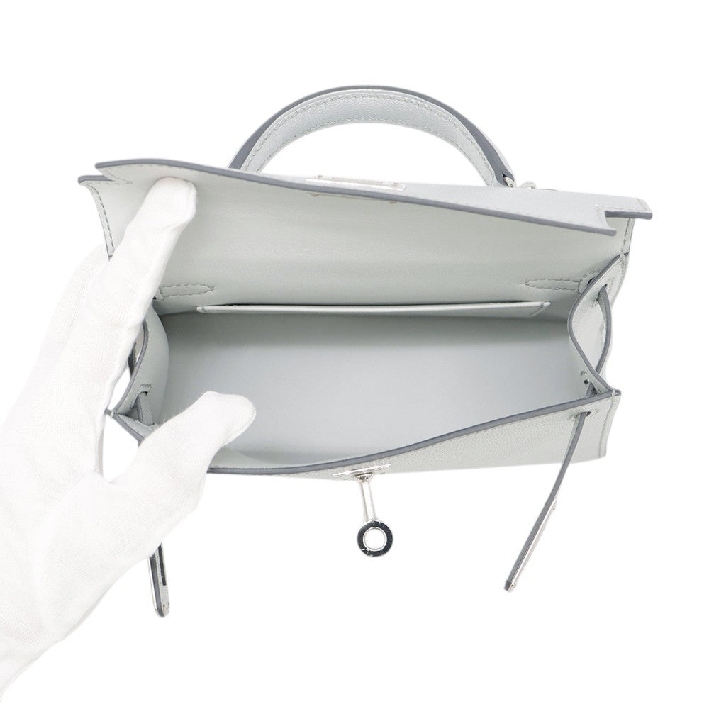 HERMES Mini Kelly 2 Argent Chevre Shamqila