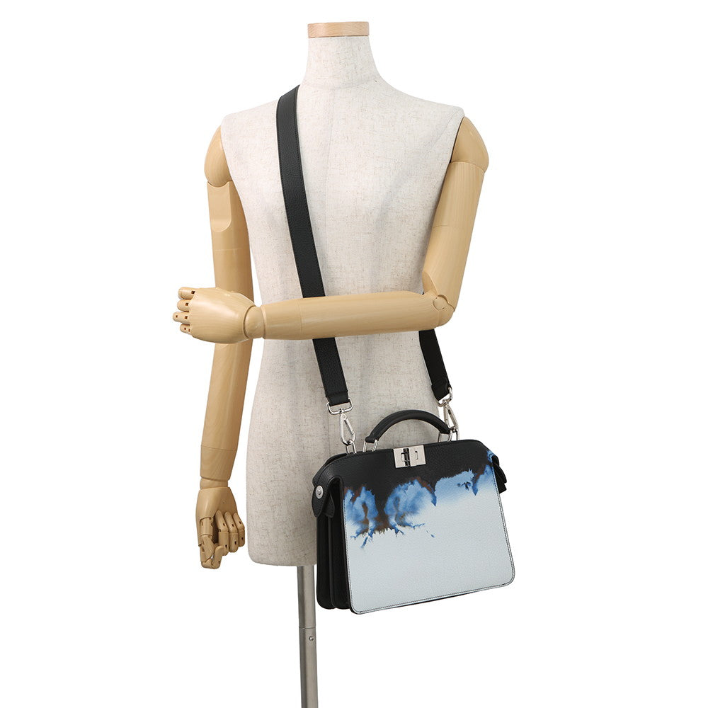 FENDI Peekaboo I.C.U. X-Cross Black/White/Blue7VA530 Leather Size Small