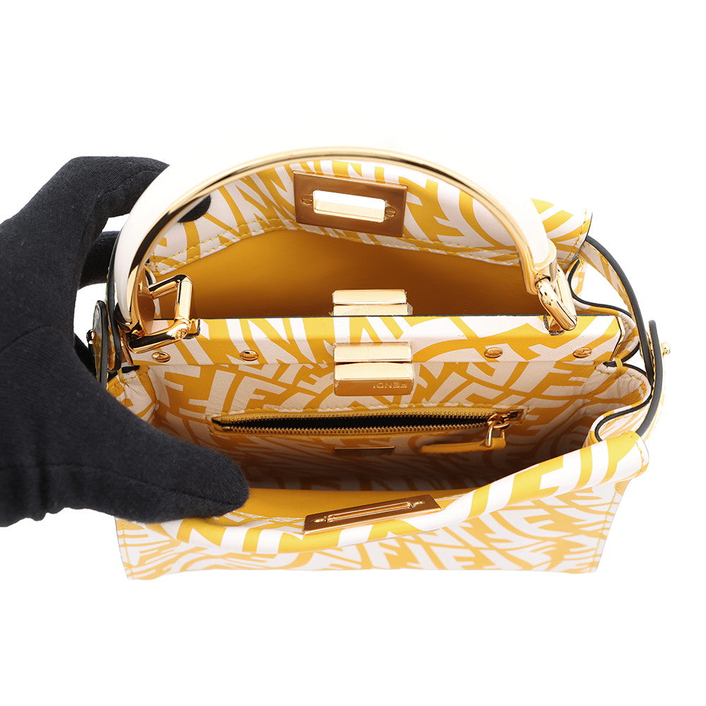 FENDI FF Verdigo Peekaboo Yellow/White8BN244 Leather Size Mini