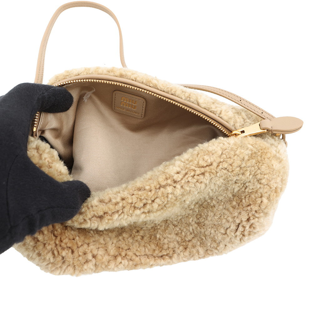 MIUMIU Pouch Beige5NE851 Leather Shearling