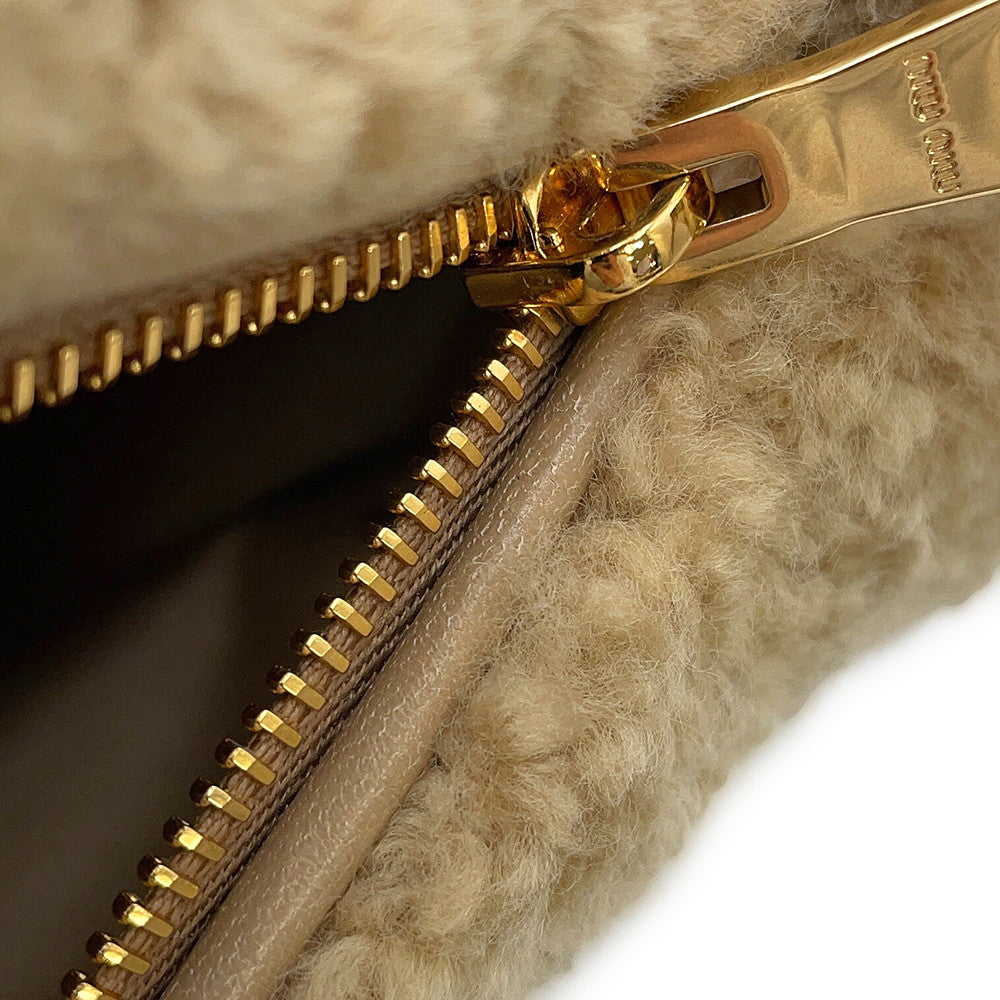 MIUMIU Pouch Beige5NE851 Leather Shearling
