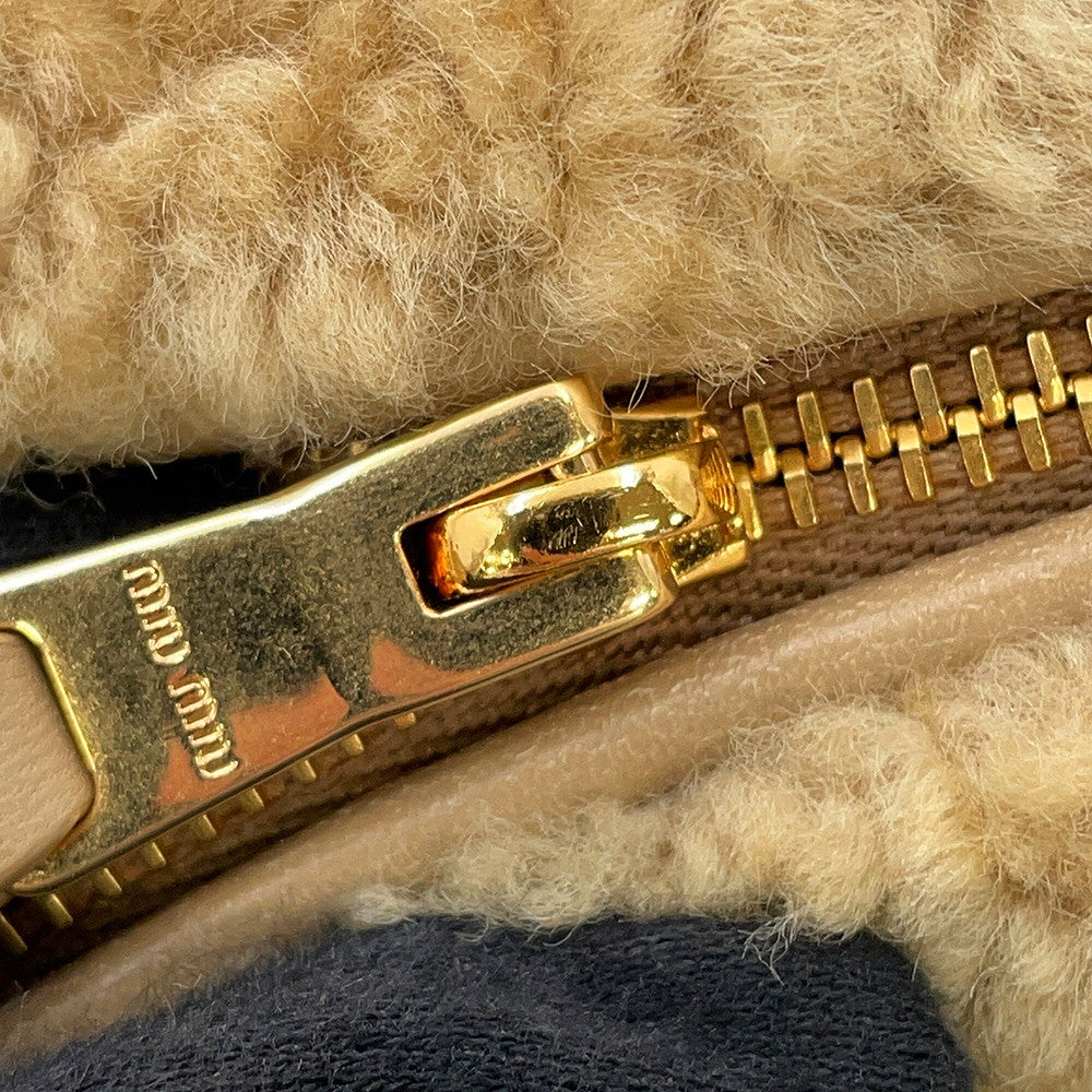 MIUMIU Pouch Beige5NE851 Leather Shearling