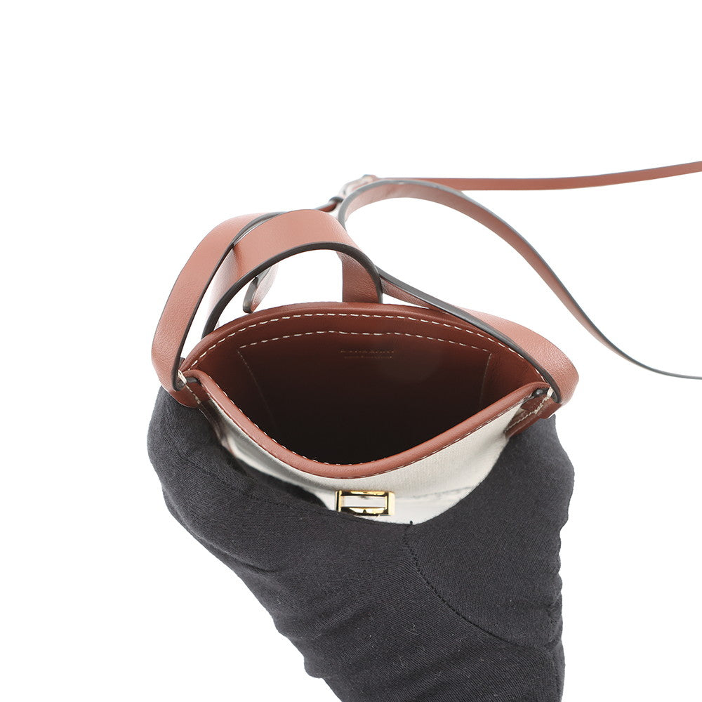 BURBERRY Annie Phone Case Beige/Brown8040877 Canvas Leather