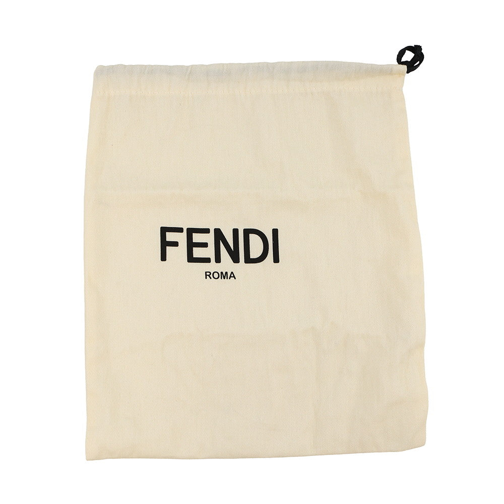 FENDI Pecan Stripe Waist Bag Black/Brown7VA446 Canvas Leather Size Small