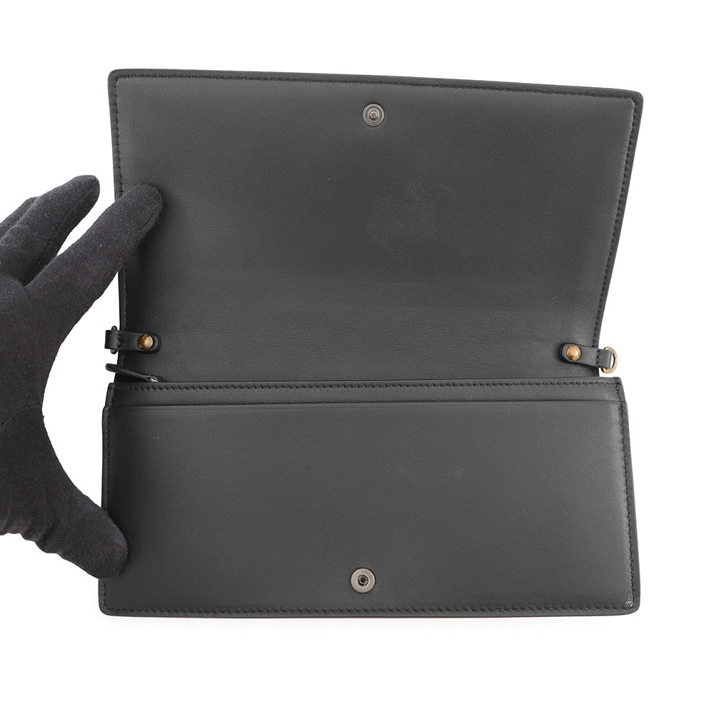 Bottega Veneta INTRECCIATO Chain wallet Black/Gold Leather/Nylon
