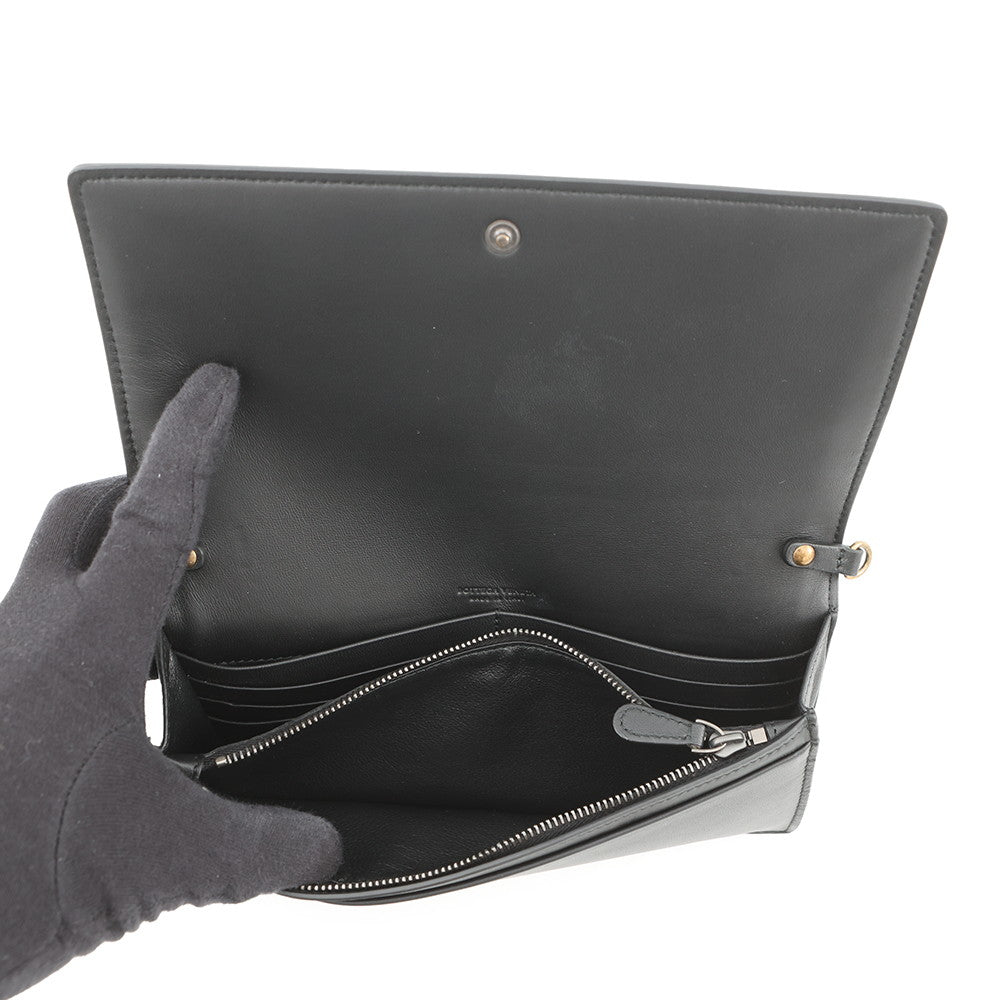 Bottega Veneta INTRECCIATO Chain wallet Black/Gold Leather/Nylon