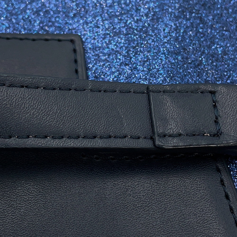 Stella McCartney Kids Heart Chain Shoulder Bag Navy Leather Glitter