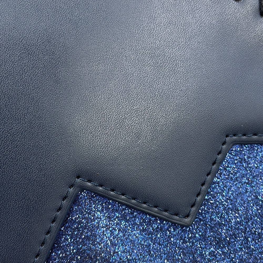 Stella McCartney Kids Heart Chain Shoulder Bag Navy Leather Glitter