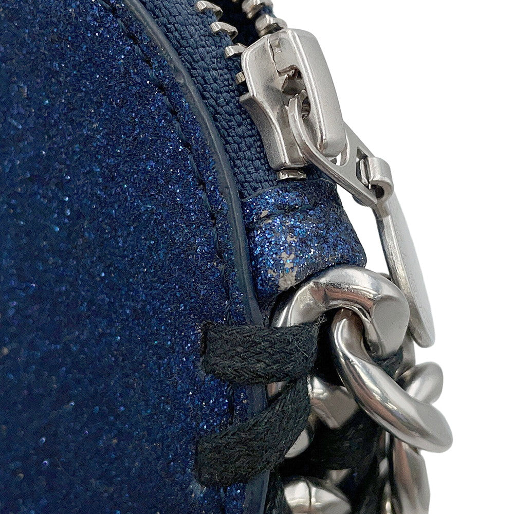 Stella McCartney Kids Heart Chain Shoulder Bag Navy Leather Glitter