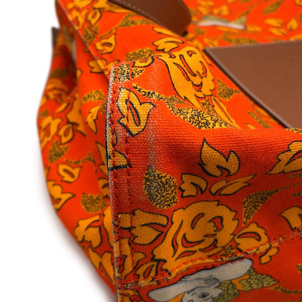 LOEWE Paula's Ibiza Tote Bag Orange/Brown Canvas Leather