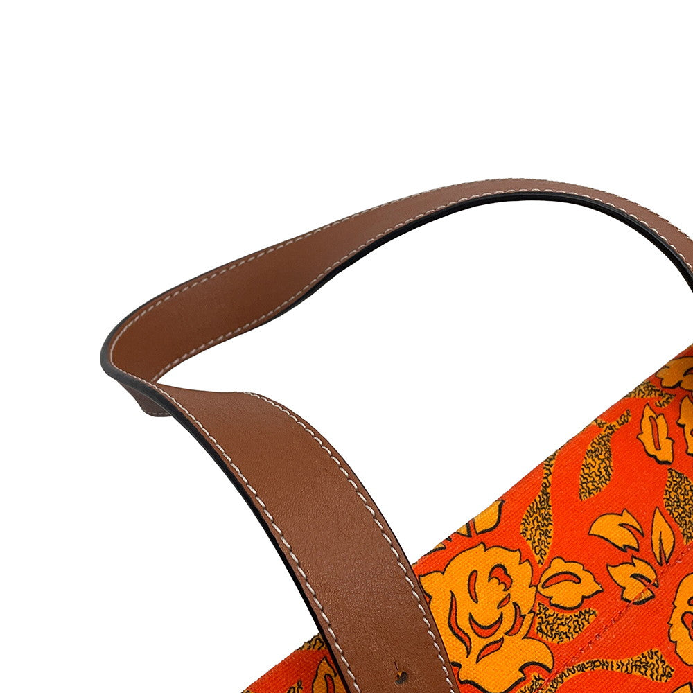 LOEWE Paula's Ibiza Tote Bag Orange/Brown Canvas Leather
