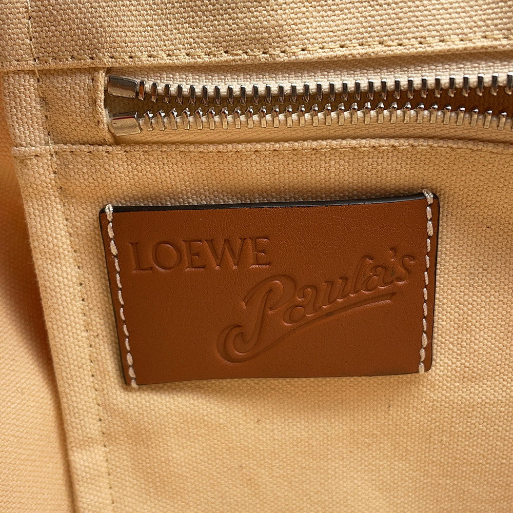 LOEWE Paula's Ibiza Tote Bag Orange/Brown Canvas Leather