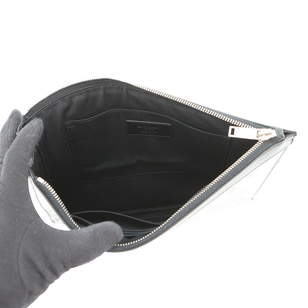 SAINT LAURENT PARIS Robot Clutch Bag Silver/Black397294 Leather