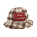 GUCCI checked fedora hat Size M Brown627041 Wool100%