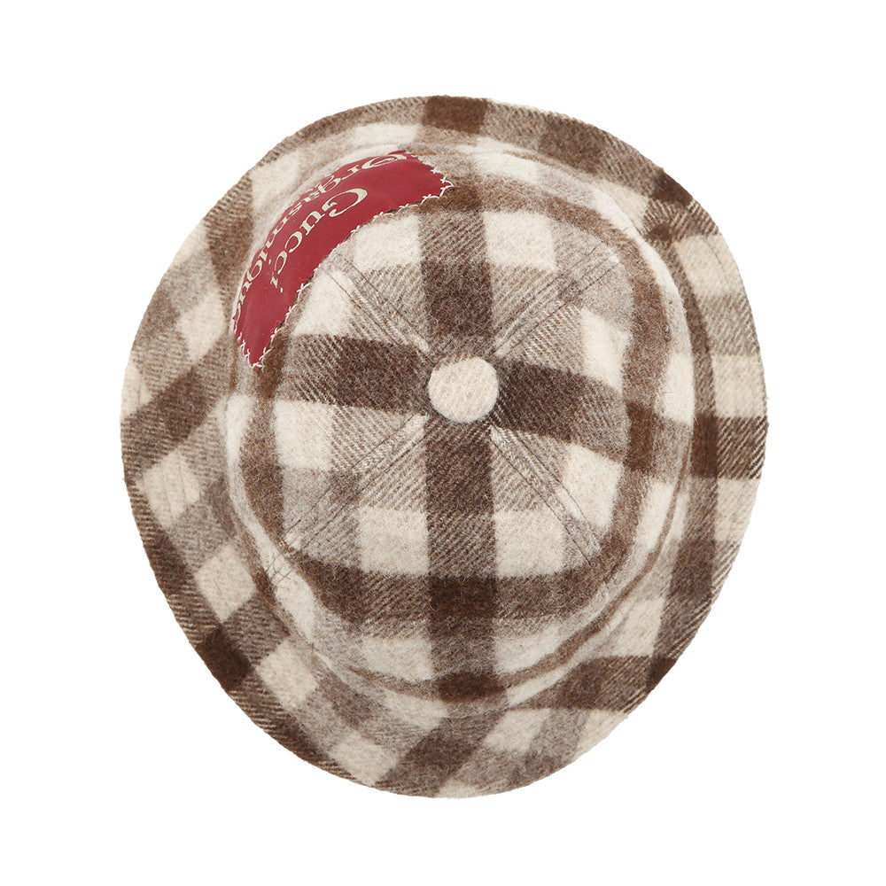 GUCCI checked fedora hat Size M Brown627041 Wool100%