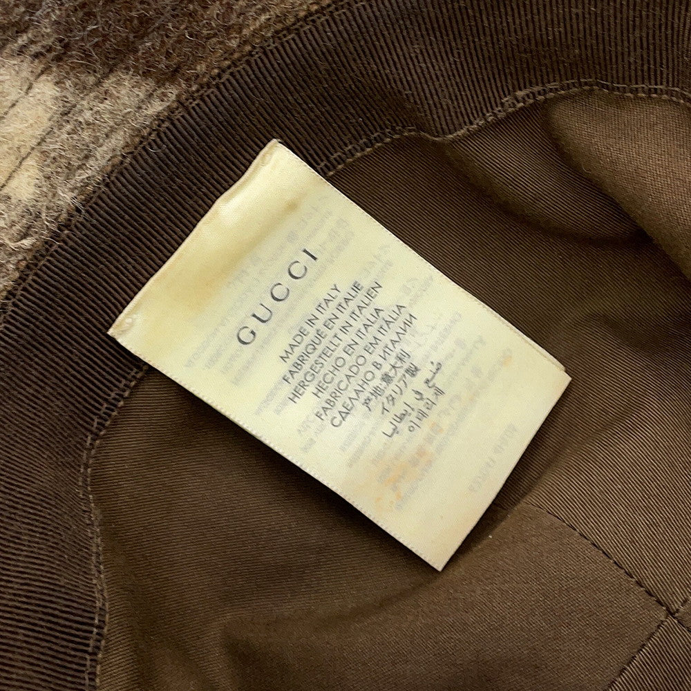 GUCCI checked fedora hat Size M Brown627041 Wool100%