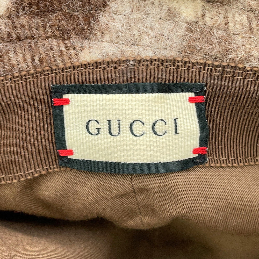 GUCCI checked fedora hat Size M Brown627041 Wool100%