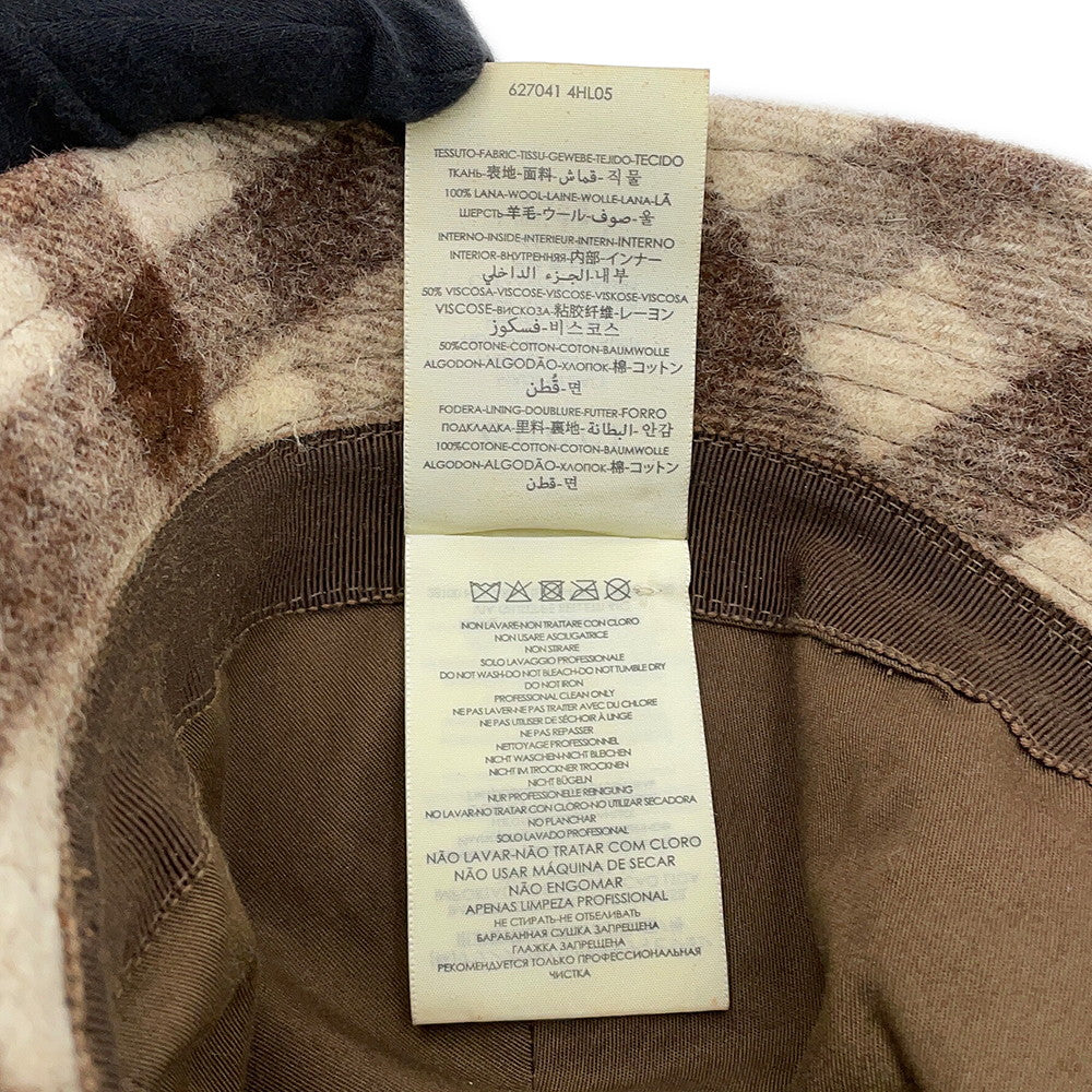 GUCCI checked fedora hat Size M Brown627041 Wool100%