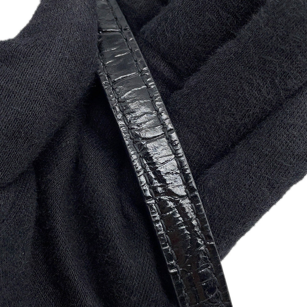BALENCIAGA Drawstring 2-Way Bucket Bag Black638342 Croco embossed Size XS