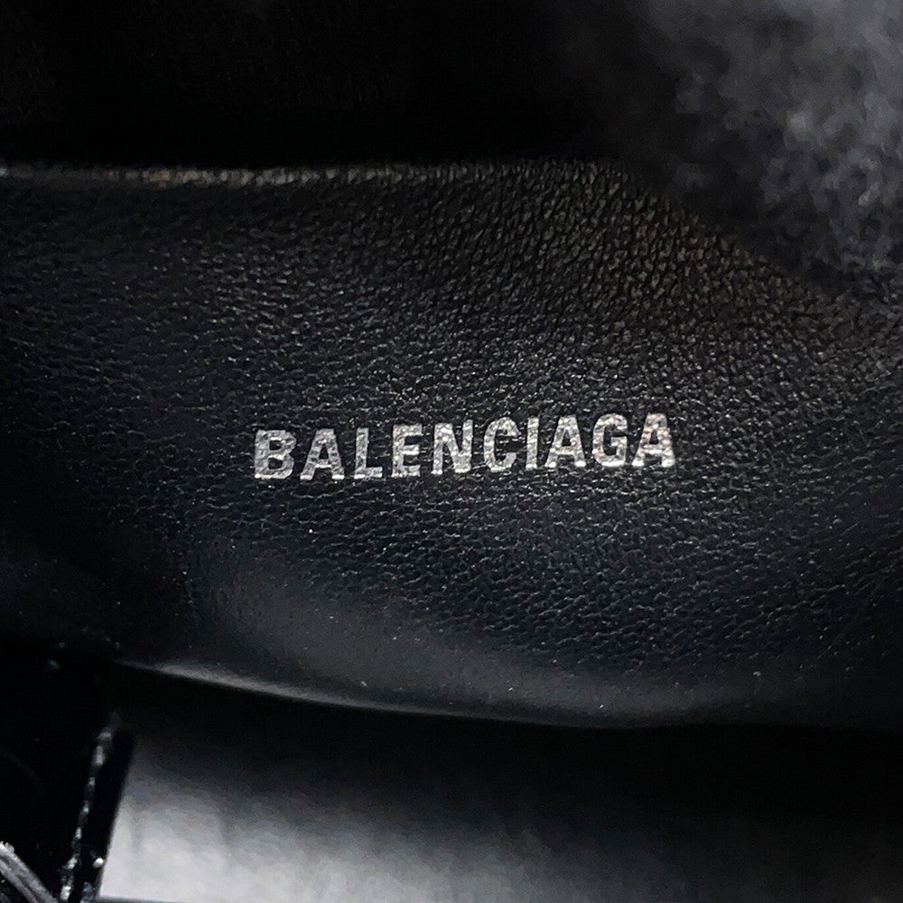 BALENCIAGA Drawstring 2-Way Bucket Bag Black638342 Croco embossed Size XS