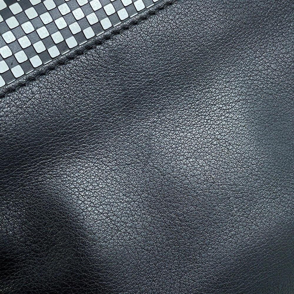 FENDI Check Shoulder Bag Black/White8BT203 Leather Fur