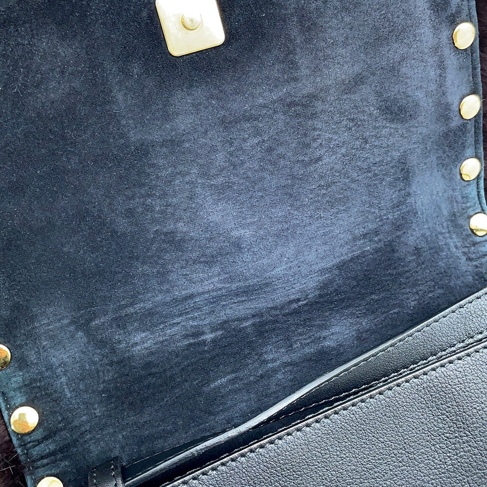 FENDI Check Shoulder Bag Black/White8BT203 Leather Fur