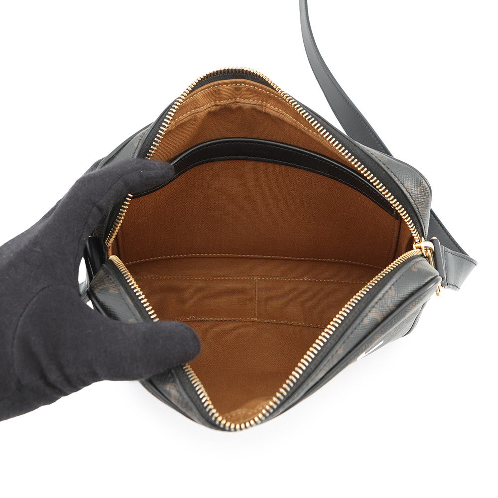 CELINE Triomphe messenger bag Black/Brown194502CIM.38NO PVC Leather Size Medium