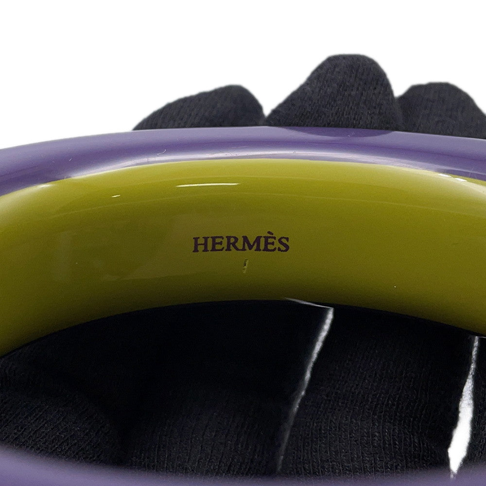 HERMES Bangle Size S/width 2cm Purple/Green LacquerWood