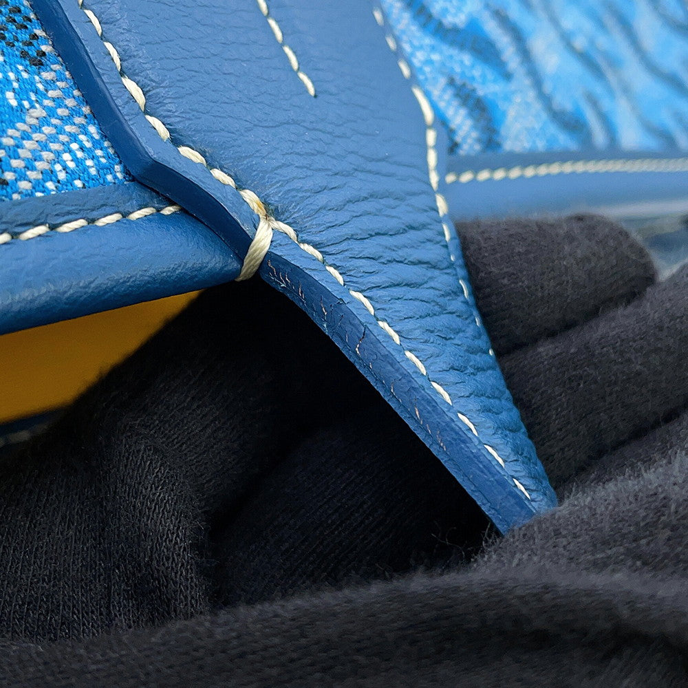 GOYARD Villette Tote Bag Blue Canvas Leather Size MM
