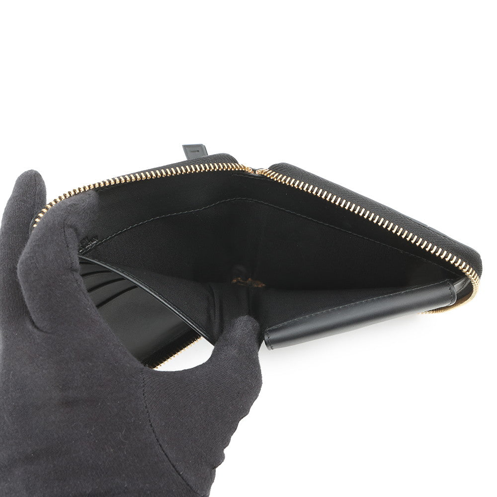 LOEWE Puzzle Round Zip Compact Wallet Black/Multicolor Leather