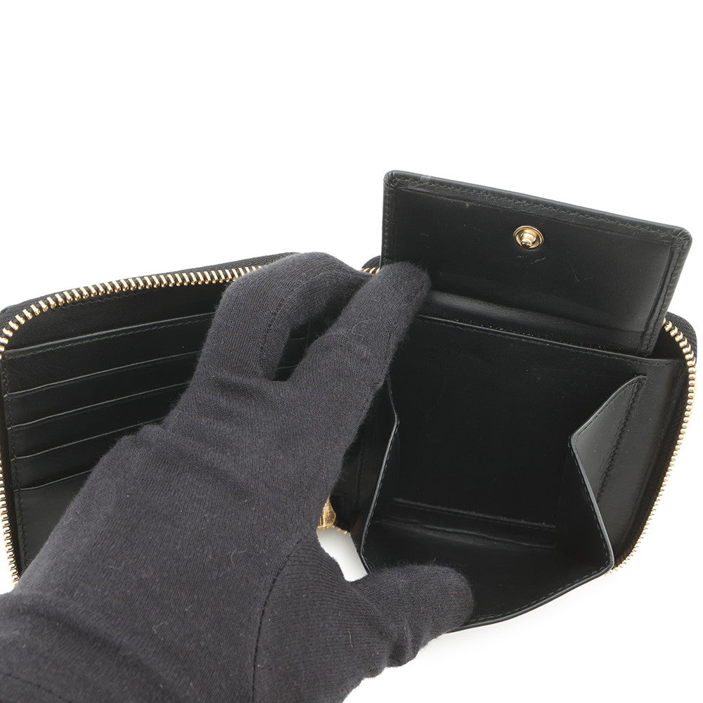 LOEWE Puzzle Round Zip Compact Wallet Black/Multicolor Leather