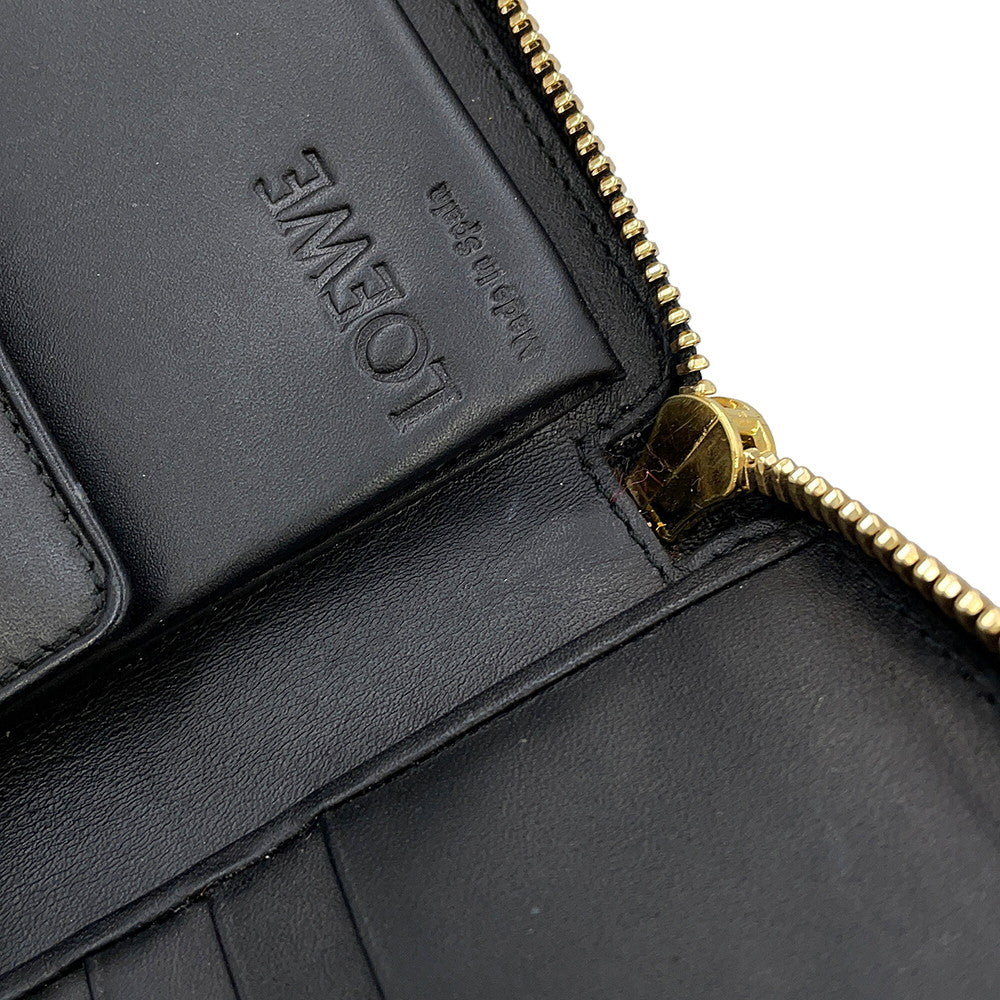 LOEWE Puzzle Round Zip Compact Wallet Black/Multicolor Leather