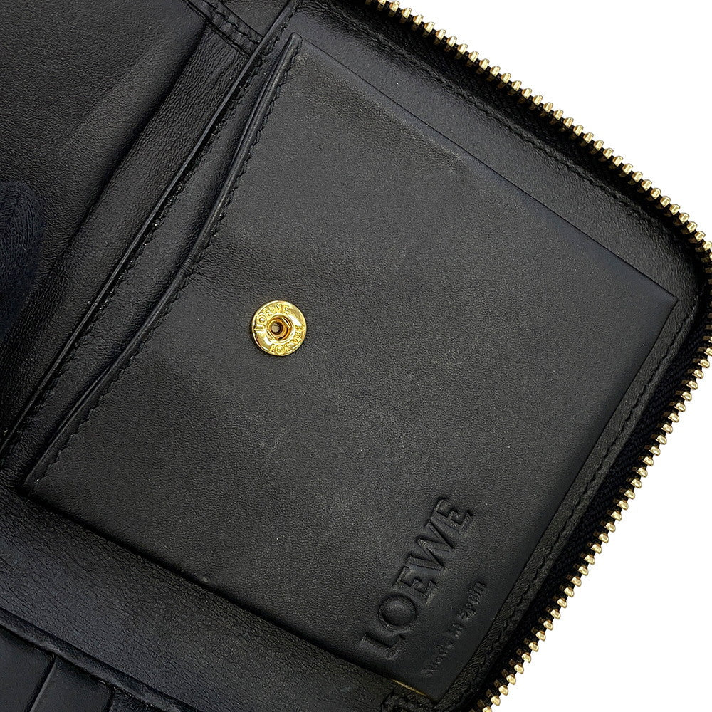 LOEWE Puzzle Round Zip Compact Wallet Black/Multicolor Leather