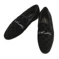 LOUIS VUITTON Auteuil line Damier loafers with embroidery logo Black Velour Size 8L