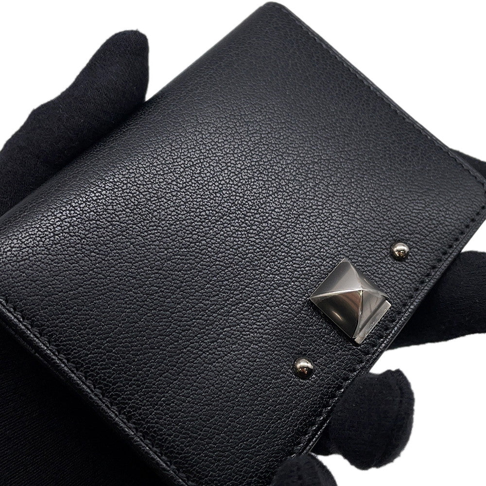 HERMES Medall Card Case Black Chevre Shamqila