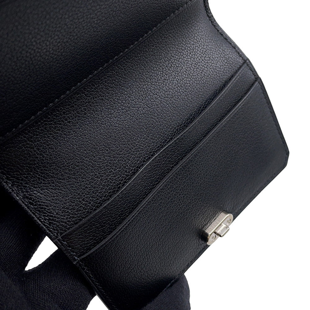 HERMES Medall Card Case Black Chevre Shamqila