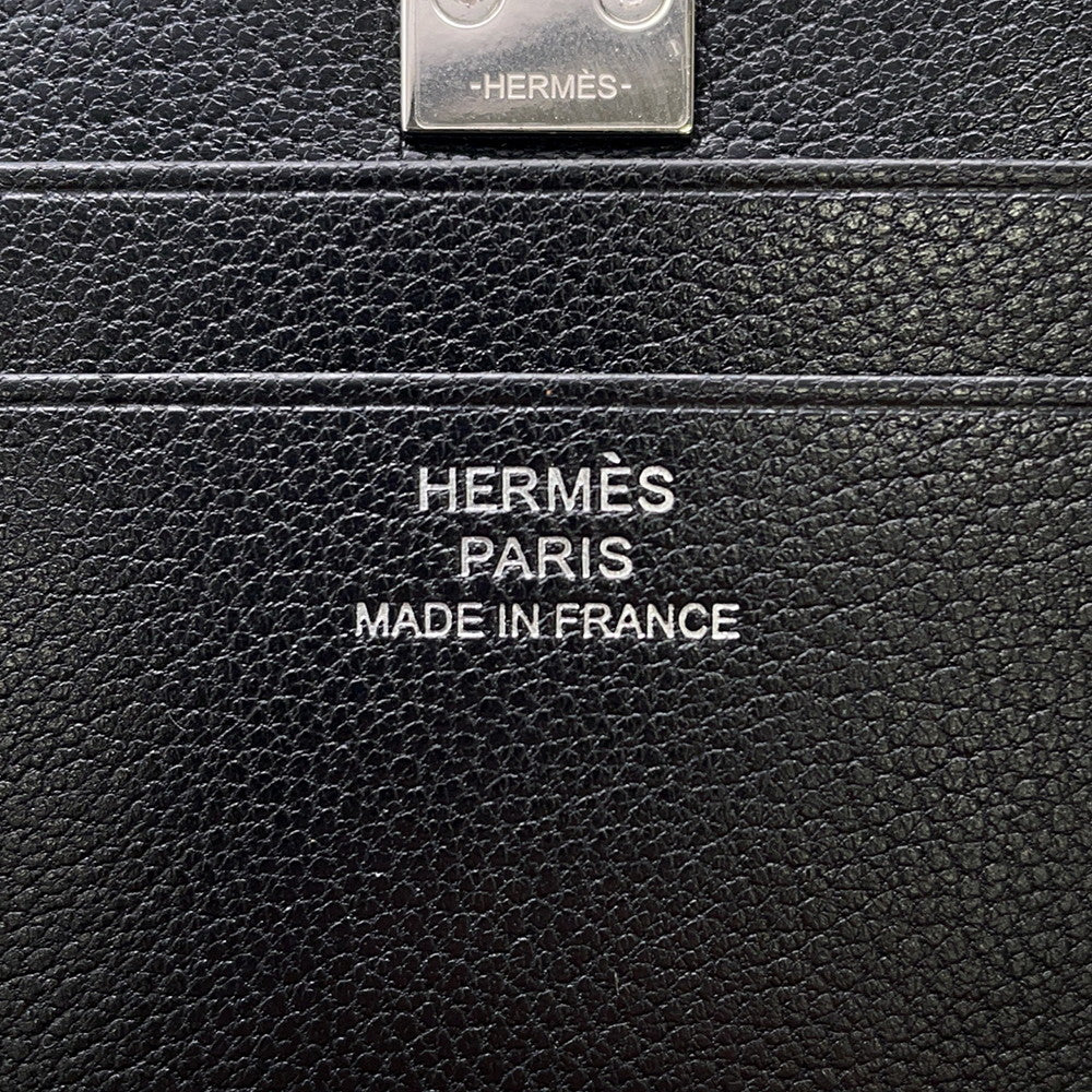 HERMES Medall Card Case Black Chevre Shamqila